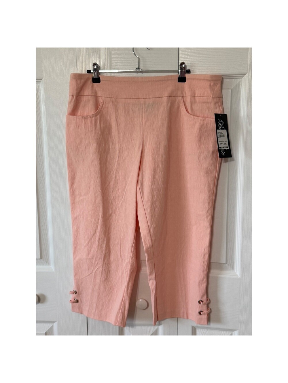 Bella Rose Peach Capri Pants PXL Rayon Nylon Spandex